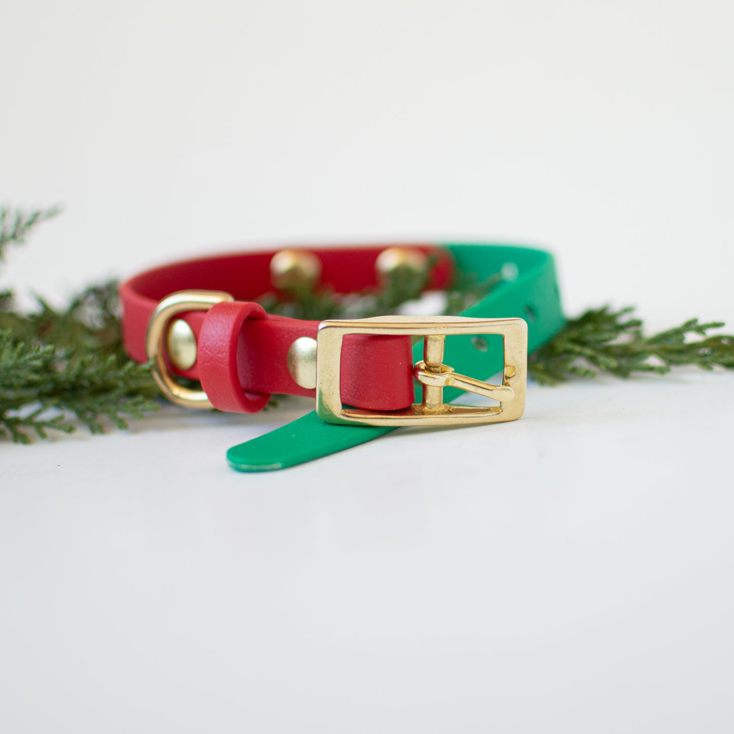 Wanderlust Pup Co Biothane Christmas Holiday dog collar. Handmade in Canada
