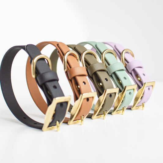 Biothane Dog Collar Handmade in Canada. Shipping to USA. Waterproof, odourproof, strong and easy to clean dog leash.