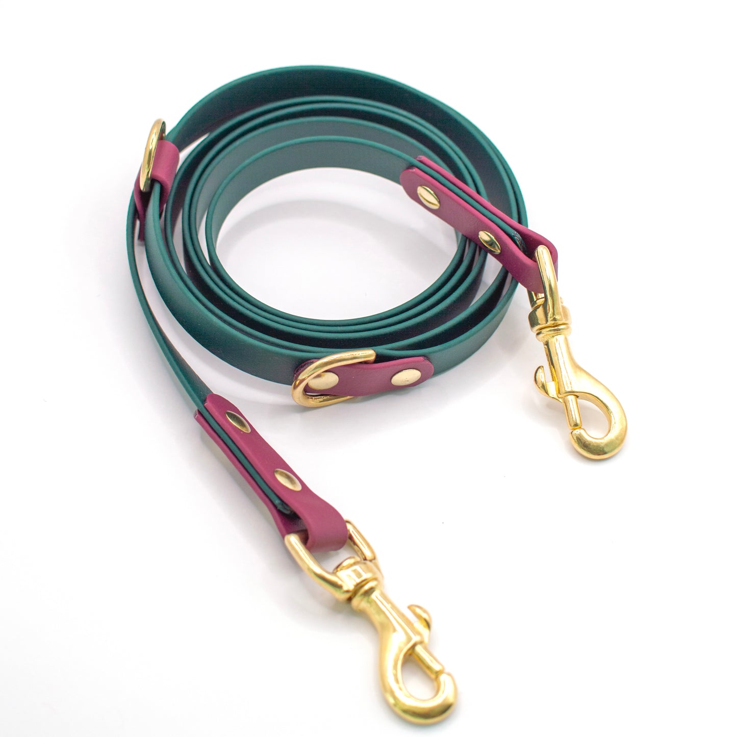Two tone handsfree biothane dog leash handmade by wanderlust pup co in British Columbia Canada