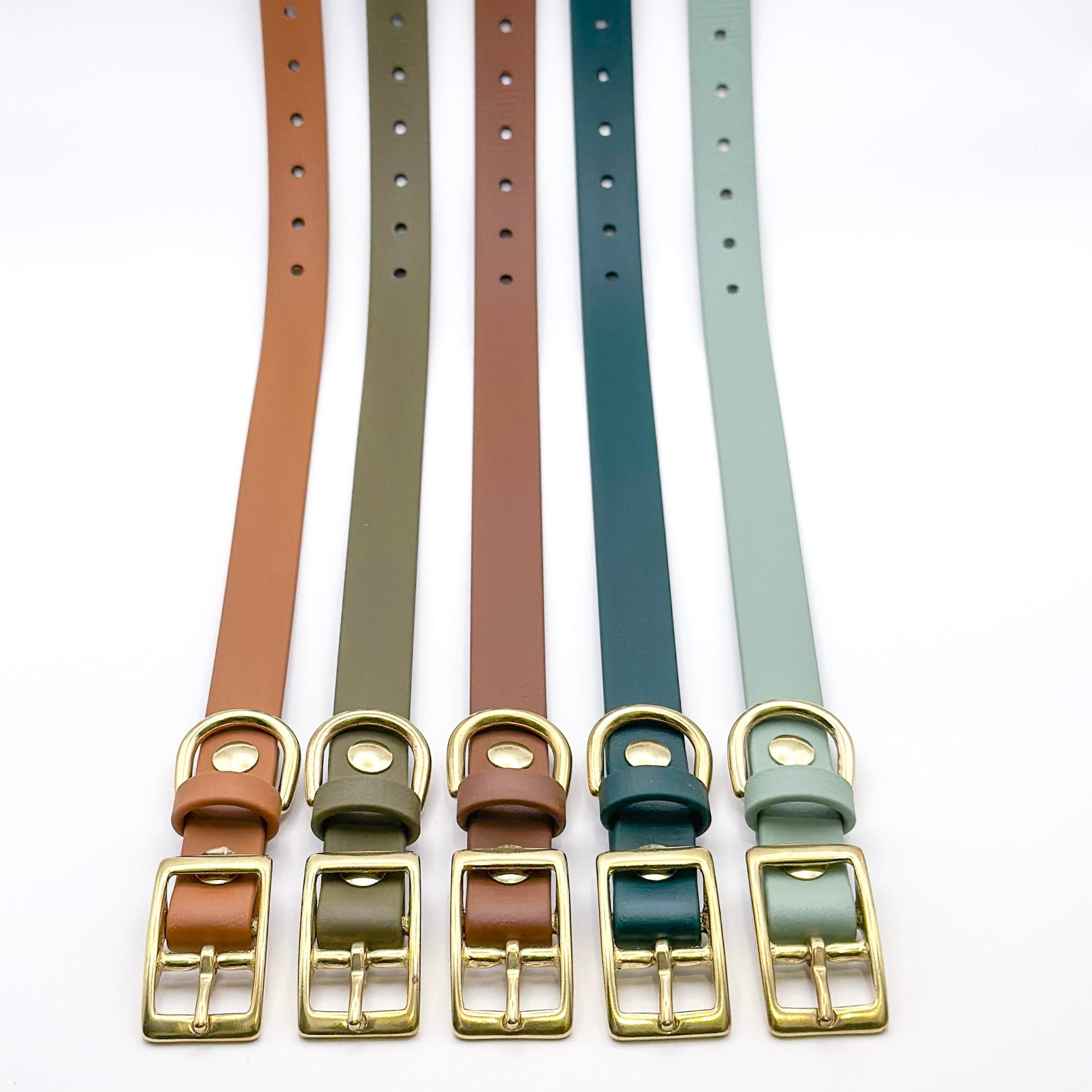 brown and green waterproof easy to clean dog collar made in Canada