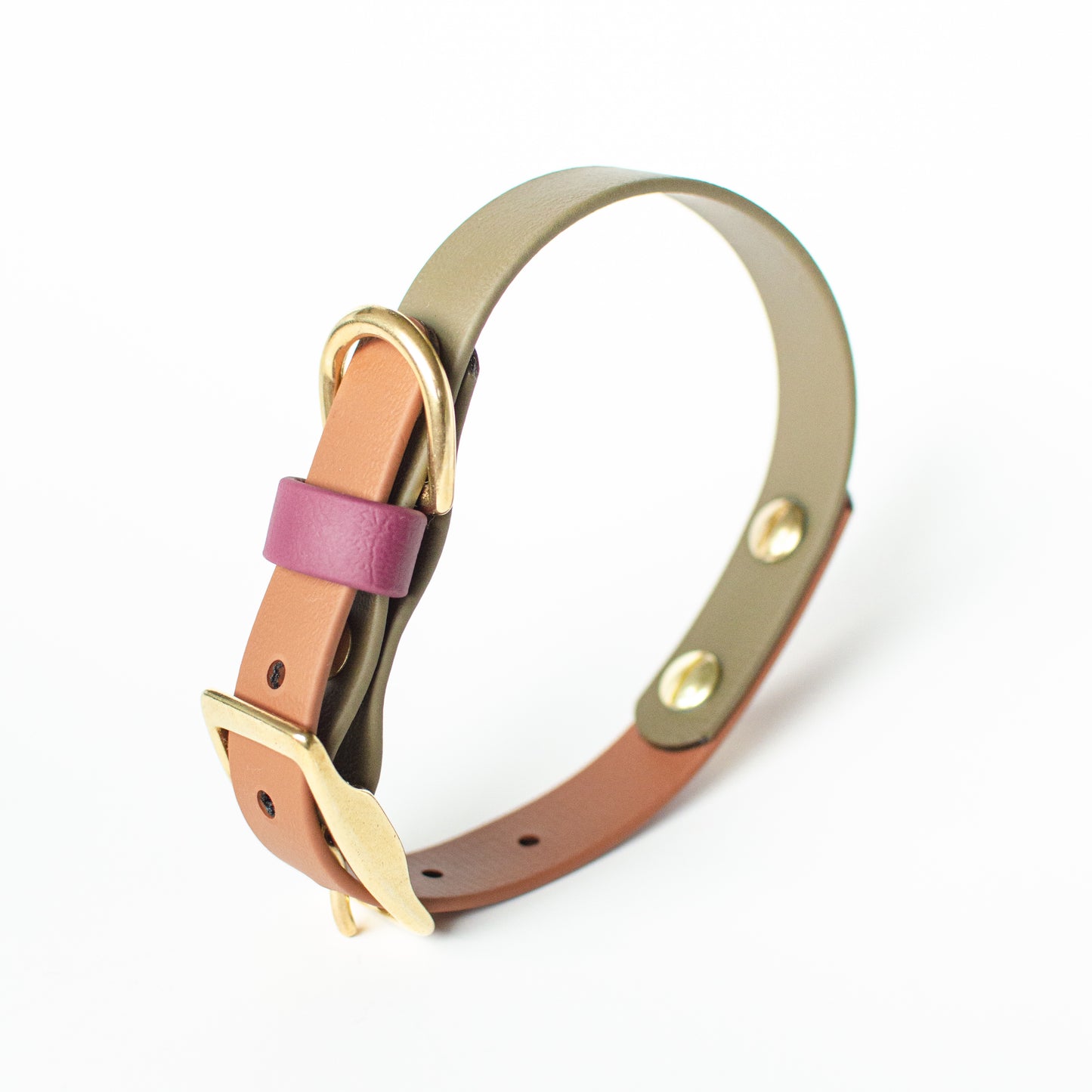 Wanderlust Pup Co Waterproof Odourproof Biothane Two-Tone Dog Collar. Handmade in British Columbia, Canada.