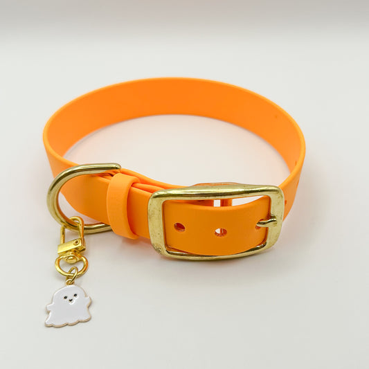 1” orange collar with ghost charm