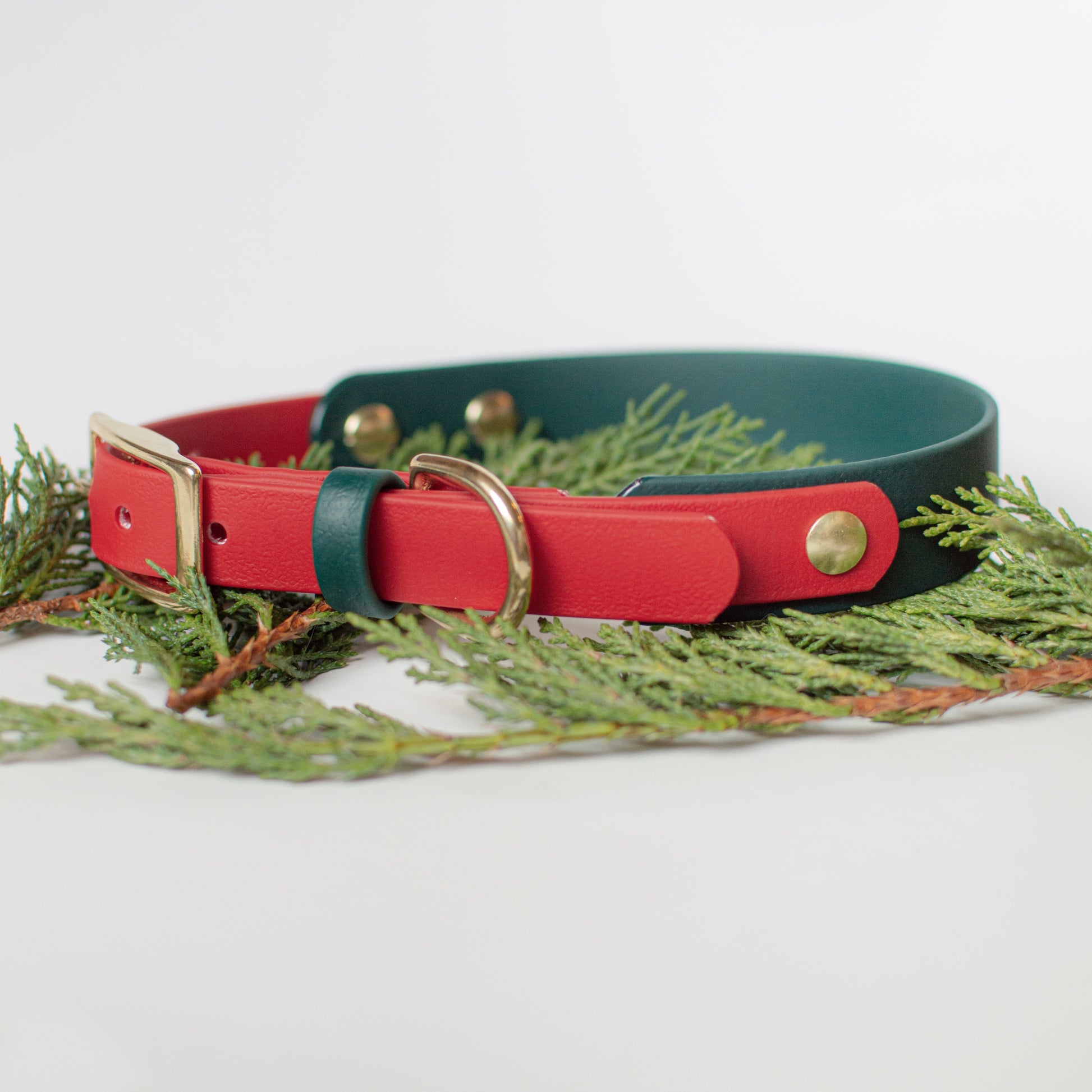 Wanderlust Pup Co. Biothane dog collar christmas holiday collar. Handmade in British Columbia, Canada